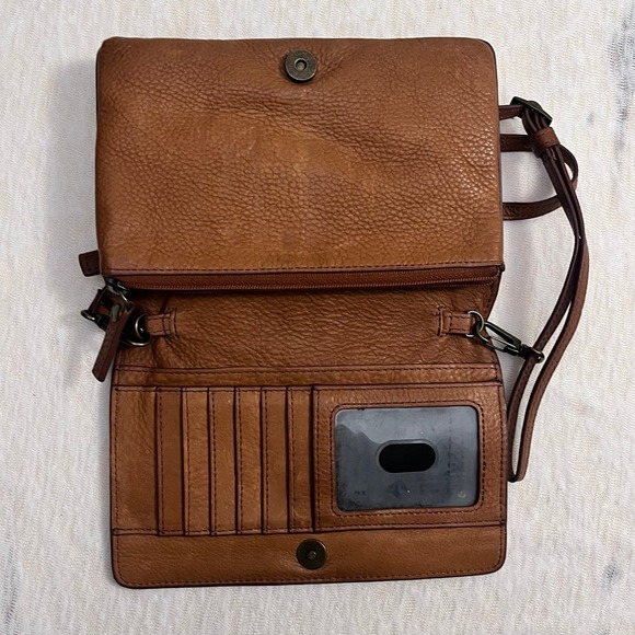 Crossbody Duluth Trading Co Leather Crossbody Wallet Purse Organizer Brown 9\